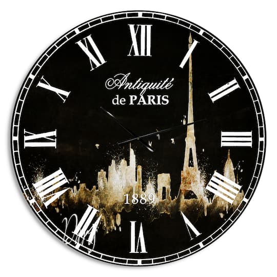 Designart 'Paris Dark Silhouette French Country Wall Clock